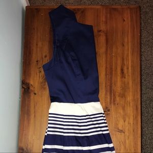 This is a royal blue and white striped dress!
